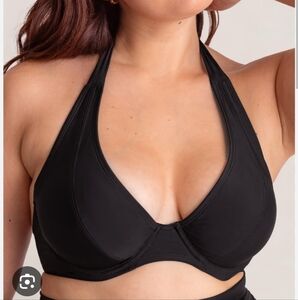 Shapermint Essentials Full Coverage Halter Bikini Top Black Nwt Various Sizes